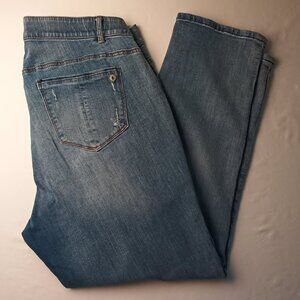 Democracy Jeans Size 18W "Ab"solution Mid Rise Straight Leg Light Wash Distress